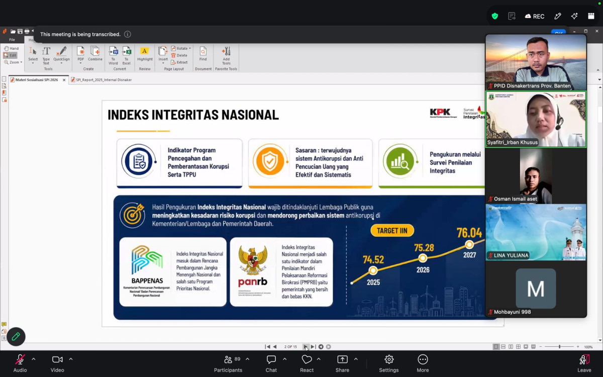 Tindak Lanjut Hasil SPI Tahun 2025 Dan Sosialisasi Pelaksanaan SPI Tahun 2026 Anti Korupsi